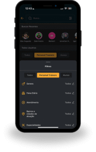 Busca de Personal Trainer no App PersonalGO