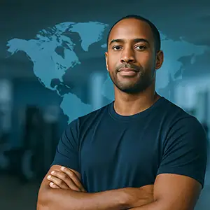 Personal Trainer confiante com reconhecimento internacional