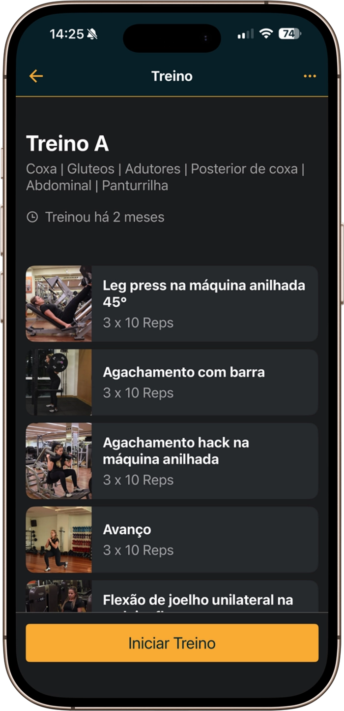Mockup Smartphone treino app PersonalGO