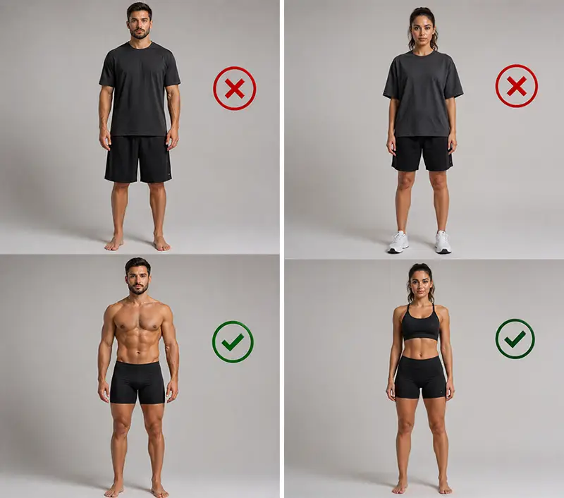 Roupas justas para o Escaneamento Corporal