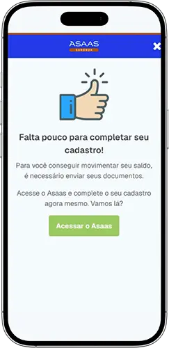 Tela falta pouco para finalizar o cadastro