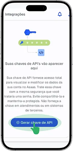Tela gerar chave API