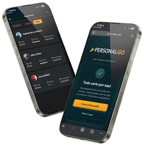 Mockup de pagamento app PersonalGO