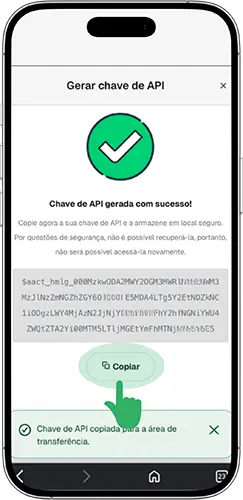 Tela de chave API gerada