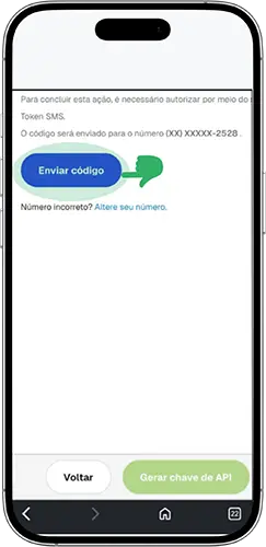 Tela enviar código